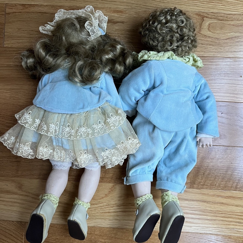 1985 Cindy McClure Forget Me Nots Dolls 16" Pair Boy & Girl Vintage Porcelain - Picture 5 of 15
